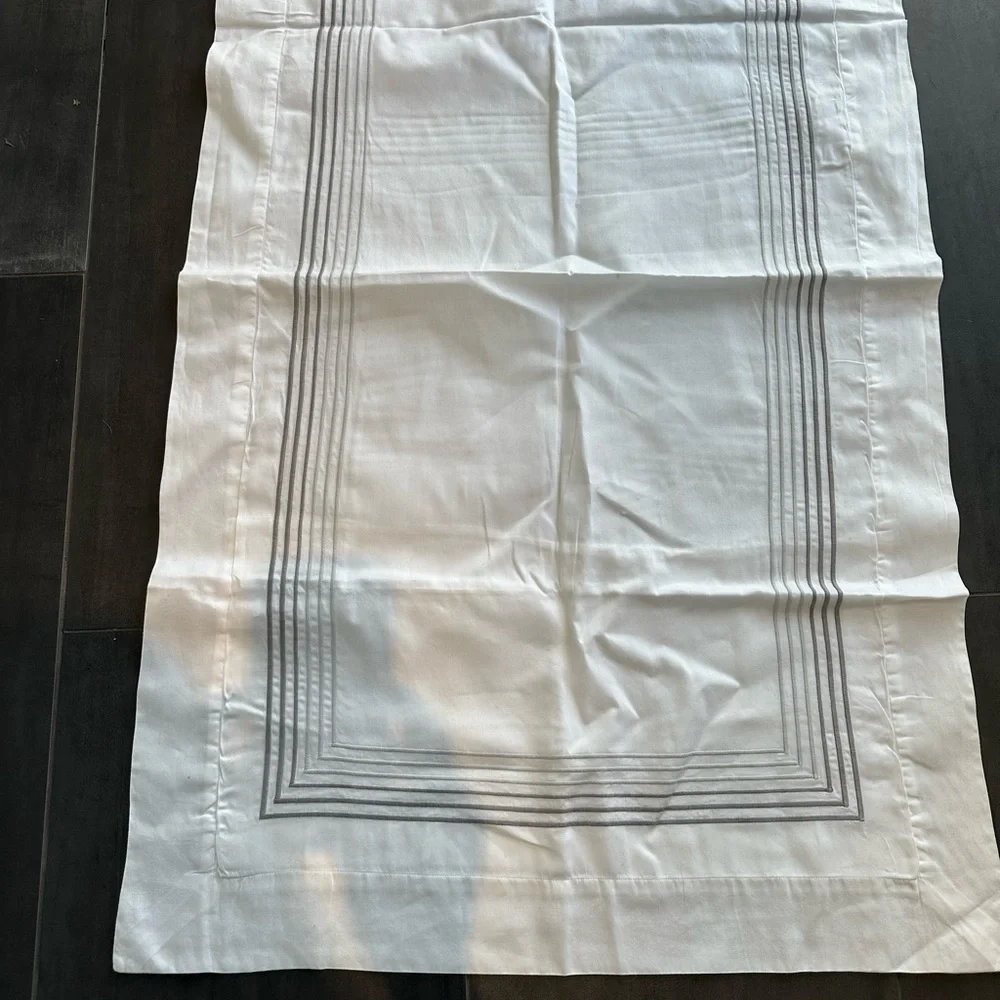DEA made in Italy king size pillow Sham, white with  gray embroidered